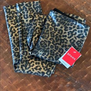 Spanx leggings faux leather leopard
